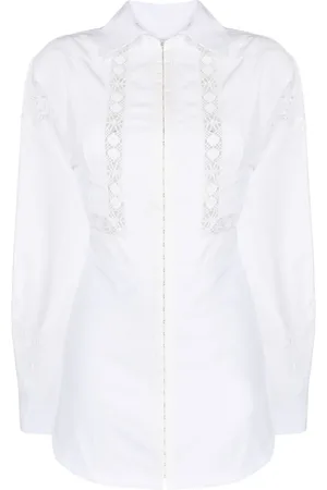 Marine Serre Household linen lace-trim shirtdress