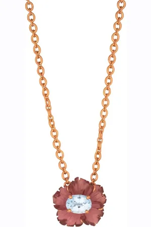 Irene Neuwirth 18kt rose gold Botanical Tropical Flower tourmaline and aquamarine necklace