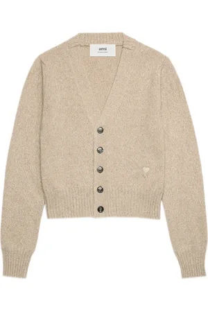 Ami Heart-embroidered cashmere cardigan