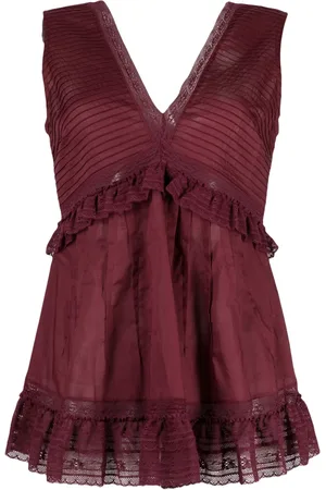 See by Chloé Ruffled V-neck sleeveless blouse