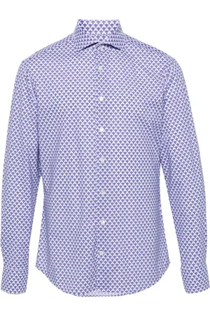 Traiano Milano Geometric-print cutaway-collar shirt