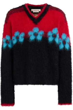 Marni Floral-motif brushed-effect jumper