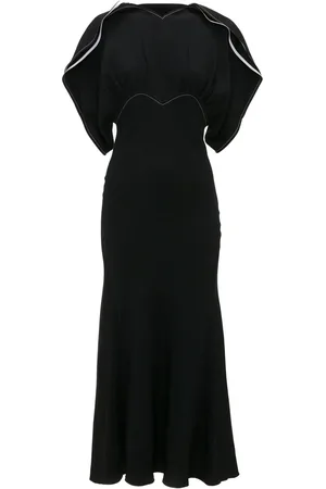 Victoria Beckham Draped-sleeve flared midi dress