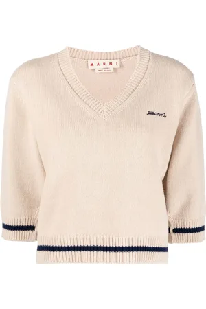 Marni Logo-embroidered V-neck jumper