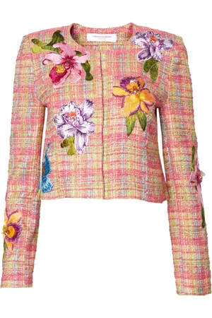 Carolina Herrera Floral-embroidered tweed jacket