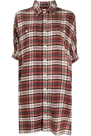 R13 Check-pattern cotton midi dress