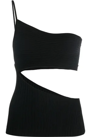 ANDREADAMO One-shoulder cut-out ribbed top