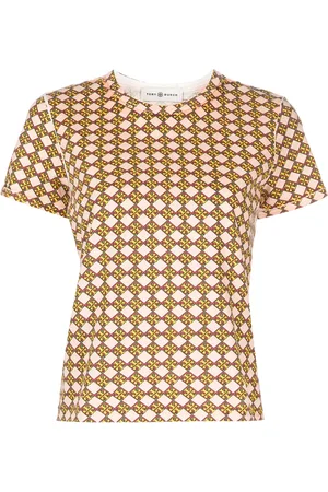 Tory Burch Logo-check cotton T-shirt