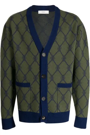 PRINGLE OF SCOTLAND Monogram-jacquard V-neck cardigan
