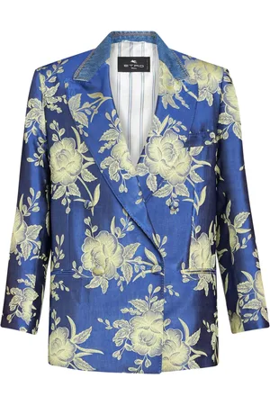 Etro Floral-jacquard double-breastred blazer