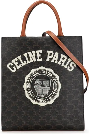Céline 2020 Small Triomphe Coated Canvas Paris Print Vertical Cabas satchel