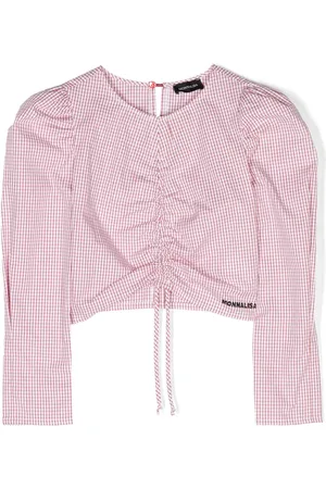 MONNALISA Check-print tie-fastening blouse