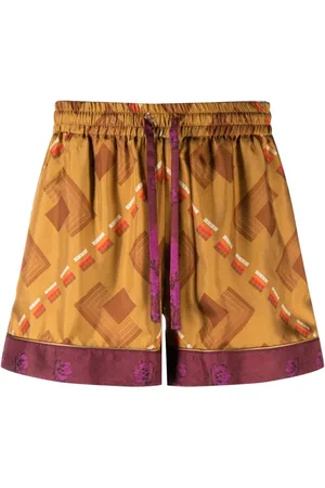 PIERRE-LOUIS MASCIA Aloe geometric-print silk shorts