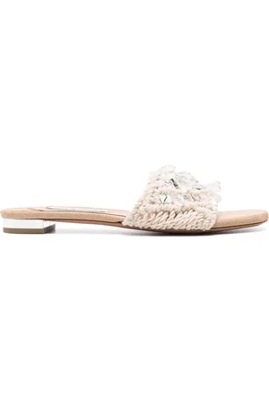 Aquazzura Crystal Cote knitted slides