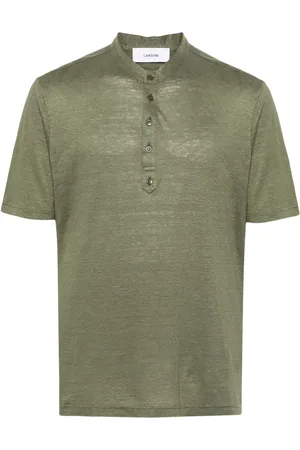 LARDINI Mock-neck linen T-shirt