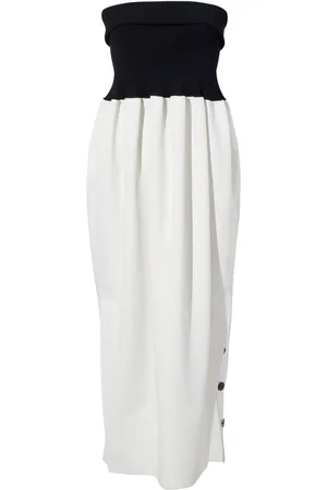 Proenza Schouler Ribbed-bodice strapless midi dress
