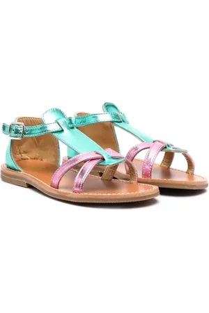 GALLUCCI Metallic-effect flat sandals