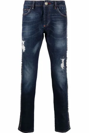 Philipp Plein Distressed straight-leg jeans