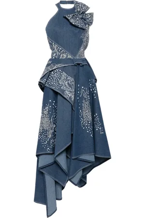 Saiid Kobeisy Embroidered denim maxi dress