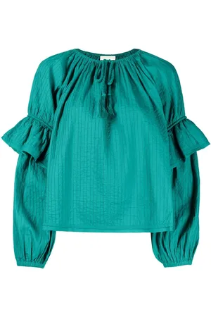 ULLA JOHNSON Tie-front puff-sleeve blouse