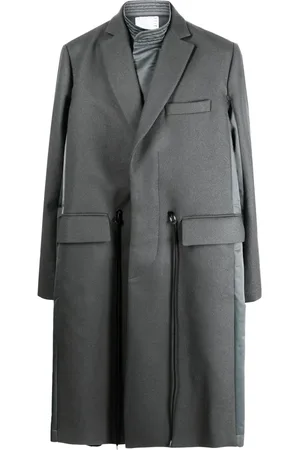SACAI Drawstring wool trench coat