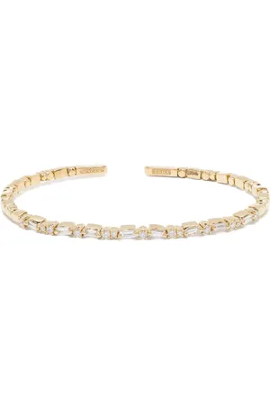 Suzanne Kalan 18kt yellow Thin Mix diamond open-cuff bracelet