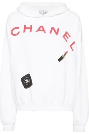 CHANEL 1990-2000s logo-print cotton hoodie