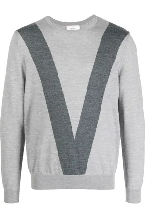 Ports V Intarsia-knit logo crew-neck jumper