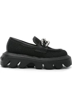 Casadei Chain-link mesh leather loafers