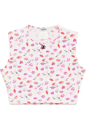 CHANEL 1995 Lipstick Cropped Sleeveless Top