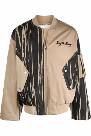 Feng Chen Wang Striped graphic bomber jacket