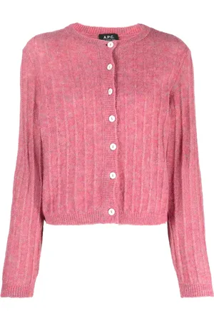 A.P.C. Milena metallic-threading ribbed cardigan