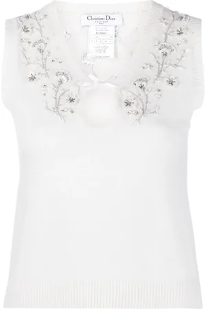 Dior 2000s floral embroidery knitted top