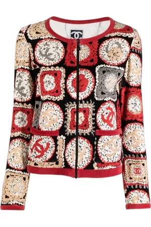 CHANEL 2009 Sports line patchwork print collarless jacket
