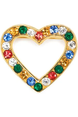 Moschino 1980s rhinestone-embellished heart brooch