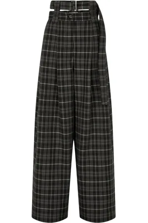 Studio Tomboy Tartan check-pattern belted tuck trousers