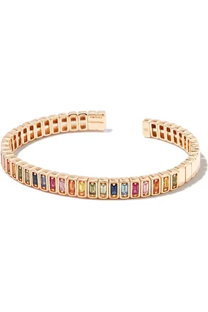 Suzanne Kalan 18kt yellow Inlay Classic Rainbow sapphire bangle