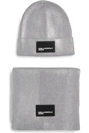 Karl Lagerfeld Metallic beanie hat set