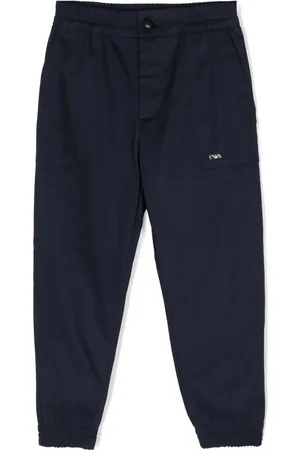 Emporio Armani Logo-plaque stretch-cotton tapered trousers