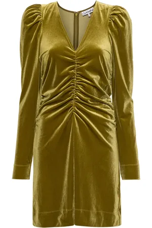 Ganni Ruched velvet minidress
