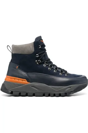santoni Lace-up panelled hiking boots