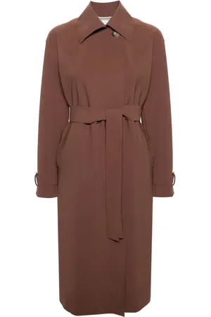 Harris Wharf London Spread-collar belted trench coat
