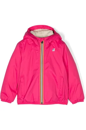 K-Way Logo-patch zip-up hooded jacket