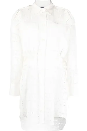 Msgm Broderie-anglaise cutout shirt-dress