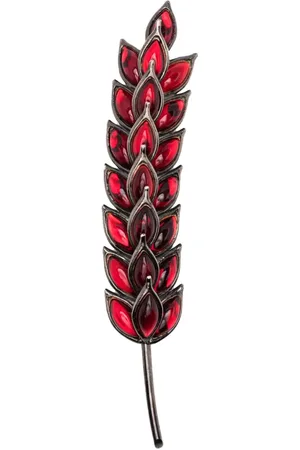 Saint Laurent 1990s resin-embellished leaf pin
