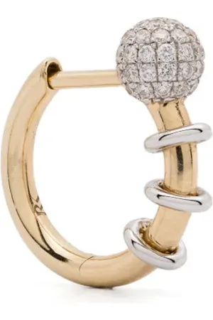 Rainbow K 14K white and yellow Punk diamond single earring