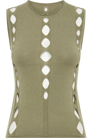 DION LEE Snake Diamond ribbed top