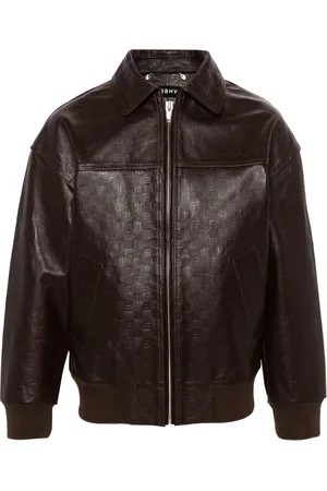 MISBHV Logo-embossed leather jacket