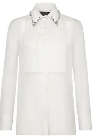 Philipp Plein Crystal-embellished sheer shirt
