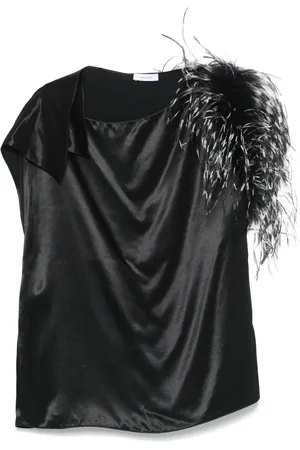 Salvatore Ferragamo Feather-trim asymmetric top